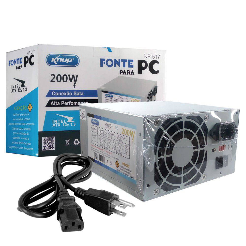 Fonte atx alimentacao pc 200w kp 517 knup